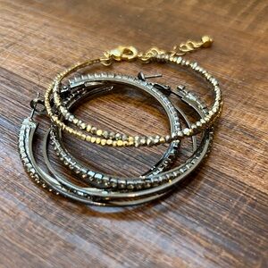 Gunmetal Multi-Layer Hoop Earrings and coordinating bracelet set - Women Jewelry